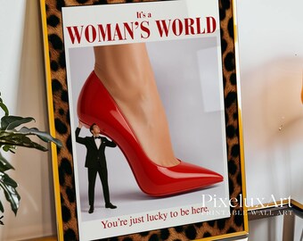Feminist Wall Art, Red Funky Art, Trendy Leopard Wall Art, Aesthetic Y2K Dorm Decor, Retro Fashion Feminist Poster, Funky Collage Wall Art, image 10