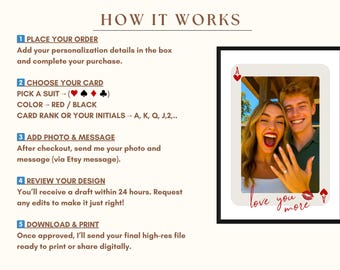 Custom Playing Card Print, Unique Gift Ideas for Couple, Custom Photo Print on Playing Cards, Gift for Him & Her, 1st Anniversary, Birthday, image 5