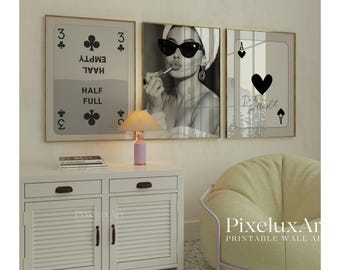 Set of 6 Trendy Black and White Gallery Wall Art, Aesthetic  Chic Apartment Decor, Trendy Leopard, Ace Card Print, Stylish Y2K Wall Art, image 4