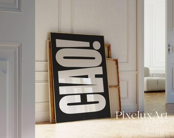 Ciao Poster Italy Quote, Retro Typography Wall Art, Bold Textured Print, Funky Vintage Decor, Italian Aesthetic Living Room Art, Ciao Print, image 7