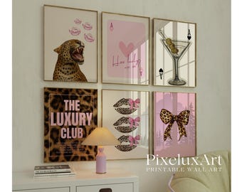 150+ Pink Leopard Gallery Wall Art Set | Coquette Cheetah Print Wall Set, Girly Preppy Dorm Room Decor, image 3