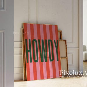 Howdy Poster, Howdy Decorations, Howdy Print, Howdy Wall Art Prints, Retro Typography, Southwestern Art, Trendy Vintage Western Home Decor