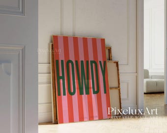 Howdy Poster, Howdy Decorations, Howdy Print, Howdy Wall Art Prints, Retro Typography, Southwestern Art, Trendy Vintage Western Home Decor