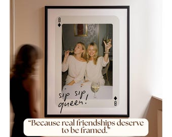 Custom Playing Card Poster, Custom Photo Print, Best Friend Photo Print, Custom Playing Card Art, Friendship Portrait , Custom Bestie Gift, image 3