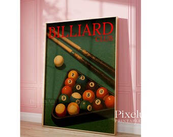 Retro Billiards Print, Retro Pool Hall Wall Art, Vintage Billiards Print, Game Room Decor, Green Pool Ball Print, 8 Ball Room Print, image 6