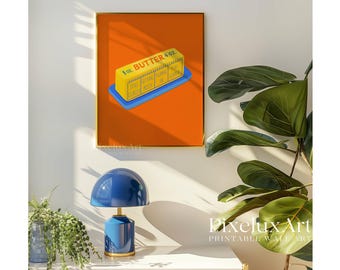 Orange Butter Art Print, Retro Kitchen Wall Decor, Funny Breakfast Poster, Cute Food Illustration, Printable Art for Brunch Lovers, Butter, image 5
