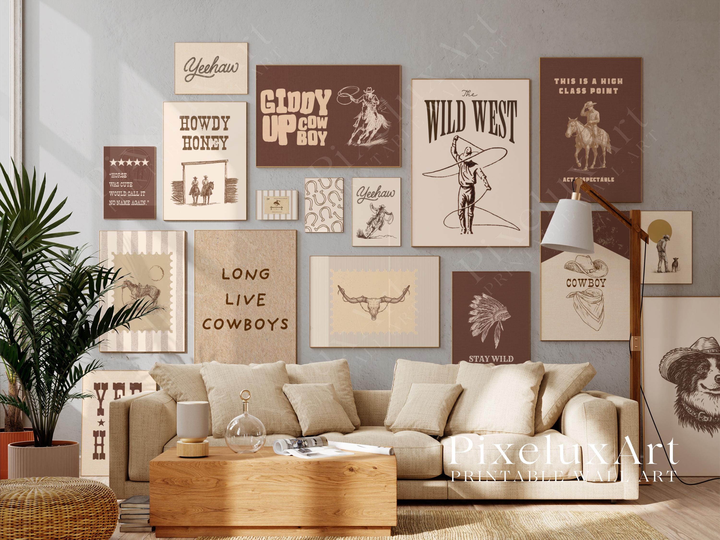 130+ Western Gallery Wall Set, Cowboy Wall Art Bundle, Rustic