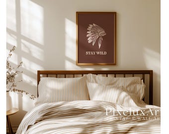 Stay Wild Western Wall Art, Cowboy Rustic Decor, Country Home Print, Ranch Style Poster, Wild West Artwork, Boho Western Room Decor, image 3