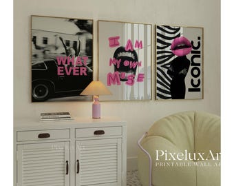 Pink Preppy Y2K Wall Art Set: Girly Dorm Decor (Digital Download), image 3