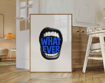Y2K Feminist Art Print: Navy Blue Collage, "Whatever" Quote (Digital Download), image 3