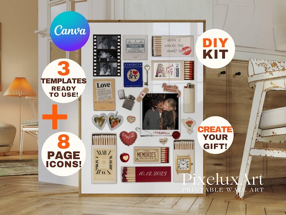 Custom Matchbook Art Canva Template • Anniversary Gifts • DIY Matchbooks Templates • Matchbook Template for Family, Him, Her, Birthday