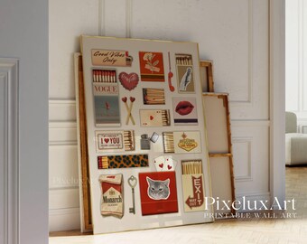Collage Matchbox Print, Collage Wall Art, Retro Print, Aesthetic Collage Decor, Vintage Poster for Dorm Room, Trendy Wall Art, Vintage Print, image 3