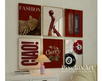 60+ Red Gallery Leopard Wall Art Set | Printable Chic Red Leopard Gallery, Bold Glam Decor, Wild & Feminine Wall Art, Y2K Fashion Decor, image 5
