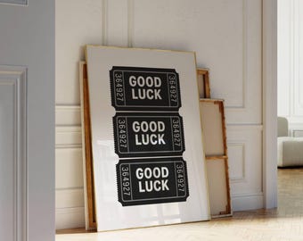 Good Luck Ticket Print, Ticket Club Wall Art, Funky Black & White Collage Poster, Retro Ticket Poster, Trendy Ticket Wall Art, image 5
