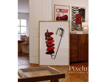 Red & Black Fashion Gallery Wall Art, Set of 6 Aesthetic Chic Apartment Decor, Trendy Fashion Collage Print, Stylish Y2K Wall Art, image 5