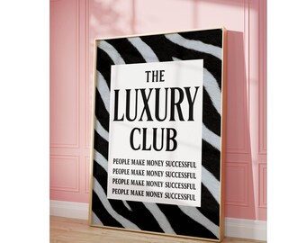Luxury Club Zebra Print Poster, Black and White Wall Art, Luxury Fashion Print, Hypebeast Aesthetic, Retro Print, Trendy Black White Quote, image 9