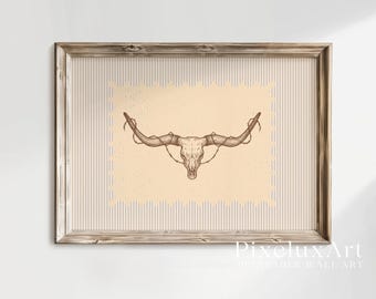 Western Longhorn Skull Wall Art – Rustic Cowboy Decor, Wild West Print, Ranch Country Home Decor, Rodeo Western Boys Room Printable, image 3