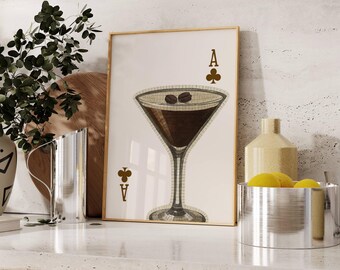 Espresso Martini Art Print, Trendy Martini Print, Cocktail Poster, Bar Cart Poster, Cocktail Print, Aesthetic Espresso Martini Print, image 7