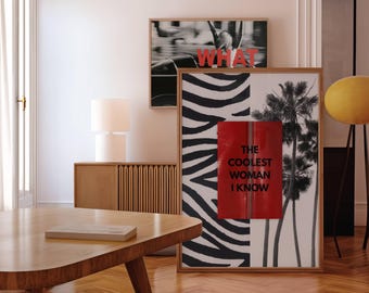 Trendy Girly Wall Art, Collage Apartment Print, Black And White Y2k Fashion Print, Feminist Quote, Stylish And Cool Girl Aesthetic Art, image 7