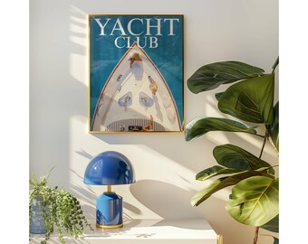 Yacht Club Poster, Vintage Sailboat Magazine Print, Summer House Poster, Luxury Print, Old Money Aesthetic Summer Poster, Coastal Wall Art, image 4