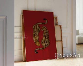 Leopard Wall Art Print, Vintage Cheetah Wall Art, Retro Y2K Aesthetic, Maximalist Leopard Print, Dopamine Decor for Bold Spaces, Retro Print, image 3