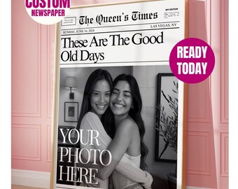 Custom Newspaper Print for Best Friends, Personalized Good Old Days Poster, College Dorm Roommates Wall Art, Custom Photo Print for Bff Gift, image 1