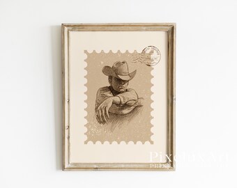 Cowboy Portrait Wall Art | Rustic Western Print | Vintage Country Decor | Neutral Farmhouse Poster, image 3