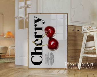 Set of 6 Trendy Black and White Gallery Wall Art, Modern Paris NYC Fashion Poster, Cherry, Leopard Print, Aesthetic Chic Apartment Decor,, image 6