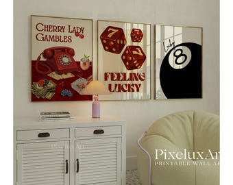 Gallery Wall Art Set – 6 Trendy Posters, Y2K Fashion Decor, Poker Night Print, 8 Ball, Billiards Print, Aesthetic Dorm & Apartment Decor, image 4