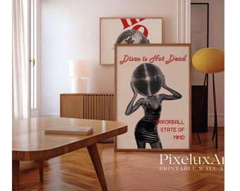 Disco Wall Art, Retro Collage Wall Art, Mirrorball Poster, 70s Aesthetic Print, Black Girl Art, Funky Dance Print, Y2K Trendy Room Decor, image 5
