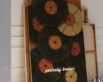Retro Broken Vinyl Record Wall Art, Retro Music Room Decor, Vinyl Records, Vintage Aesthetic Print, Groovy Eclectic Poster, Maximalist Print, image 3