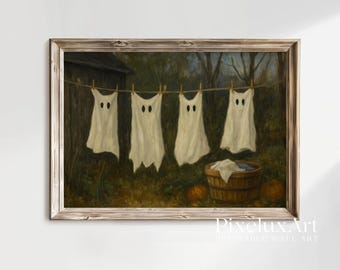 Halloween Wall Art Bundle Set of 18 – Spooky Ghosts, Pumpkins, Skulls & Haunted House Print, Halloween Fall Gallery Set for Seasonal Decor, image 6