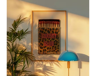 Red Retro Leopard Matchbox Art Print, Luxury Club Print Wall Art, Trendy Wall Art, Funky Dorm Decor, Y2K Girl Room Print, Dorm Room Print, image 6