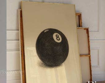 Lucky 8 Ball Wall Art, Retro Printable Poster, Vintage Game Room Decor, Cool Dorm Art, Magic 8 Ball, Trendy Wall Print, Trendy Wall Art, image 3