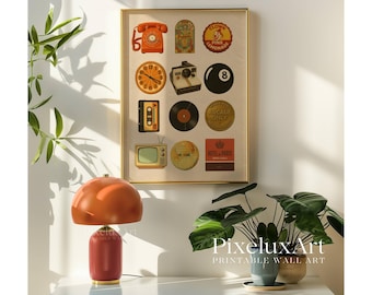 70s Trendy Collage Wall Art, Retro Poster Print, Vintage Wall Art, Digital Illustration, Disco Wall Art, 8 Ball Print, Retro Wall Art,, image 6