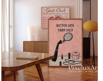 Makeup Poster, Retro Girly Wall Art, Lipstick Print, Feminine Dorm Art, Chic Perfume Illustration, Preppy Vanity Wall Art, Feminist Poster, image 8