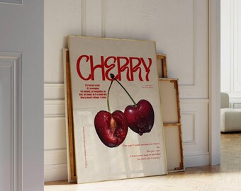 Cherry Poster Print | Girly Aesthetic Wall Art for Trendy Rooms, Cherries Art, Dorm Decor, Cute Apartment Style & Cherry Lovers, image 5