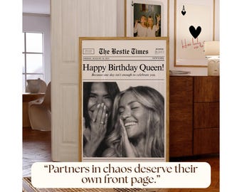 Custom Newspaper Gift for Best Friend, DIY BFF Newspaper Pint, Personalize Printable Headline Print, Roommate Wall Art, Custom Newspaper Art, image 7