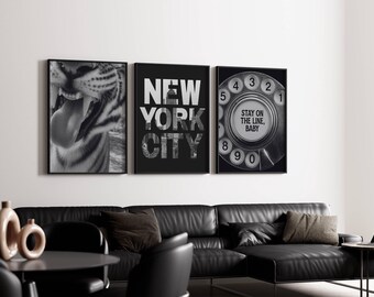 Set of 6 Trendy Black and White Gallery Wall Art, Aesthetic Chic Apartment Decor, Trendy Leopard, Modern Gallery Print, Stylish Y2K Wall Art, image 10