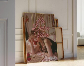 Trendy Collage Apartment Print, La Dolce Vita Y2k Wall Art Trendy Print, Pink Stylish And Cool Girl Aesthetic Art for Teen & Dorm Room, image 5