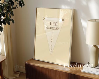 Custom Baby Name Pennant Flag | Personalized Nursery Banner, Soft Pastel Printable, Newborn Wall Art, Baby Shower Gift, Baby Room Decor, image 7