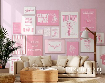 130+ Pink Western Gallery Wall Set – Girly Cowgirl Wall Art, Girly Cowgirl Wall Art, Retro Rodeo Aesthetic Decor, image 10