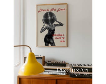 Disco Wall Art, Retro Collage Wall Art, Mirrorball Poster, 70s Aesthetic Print, Black Girl Art, Funky Dance Print, Y2K Trendy Room Decor, image 7
