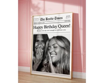 Custom Newspaper Gift for Best Friend, DIY BFF Newspaper Pint, Personalize Printable Headline Print, Roommate Wall Art, Custom Newspaper Art, image 3