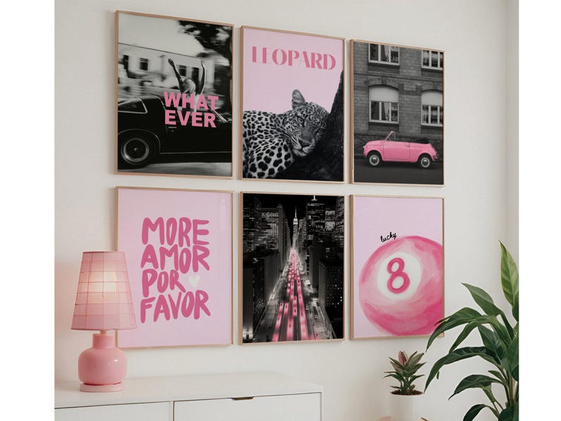 Pink Black Gallery Wall Set