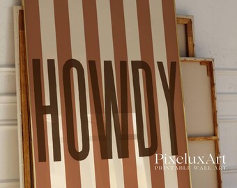 Howdy Beige Wall Art, Western Typography Print, Rustic Minimalist Decor, Cowgirl Aesthetic Poster, Southern Style Wall Print, Wild West Art, image 3