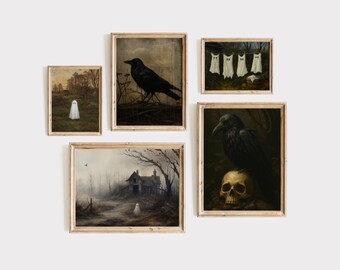 Moody Gothic Halloween Wall Art Bundle Set | Vintage Ghost Prints, Dark Aesthetic Gallery Wall Decor, Gothic Halloween Gallery Posters, image 7