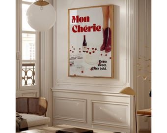 Cherry Cake Poster: Retro Mon Chérie Print for Girly Room (Digital Download, image 5