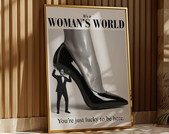Retro Woman's World Print, Feminist Wall Art, Girly Dorm Room Decor, Trendy Wall Art, Aesthetic Bedroom Apartment Decor, Retro Art Print, image 9