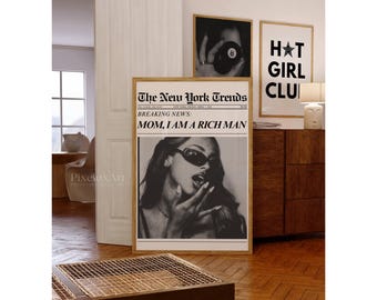 Mom I Am a Rich Man Poster, Trendy Newspapers Print, Feminist Wall Art, Feminist Quote Print, Girly Wall Art, Bold Typography Quote, image 3